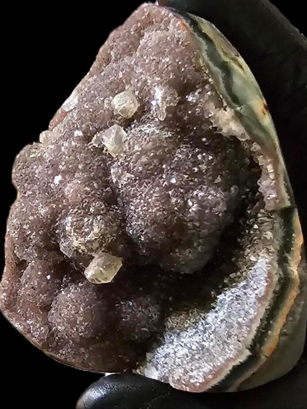 🌸RARE Black Galaxy Sugary Amethyst Freeform w/ Calcite Crystals-Agate-Urugauy✨